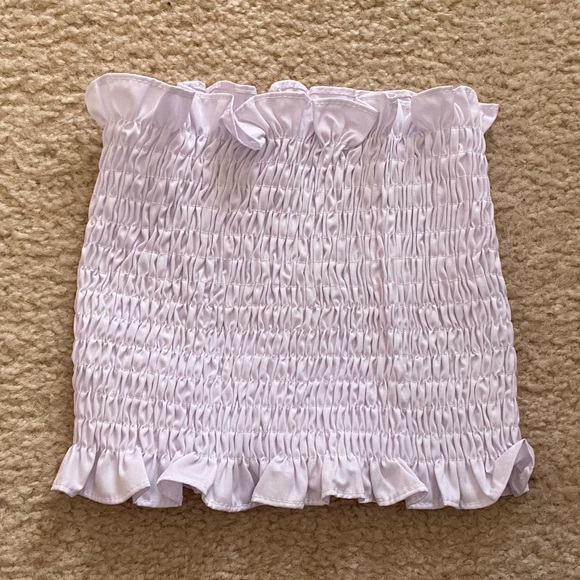Ruffle Crop Top White - S - Picture 1 of 2